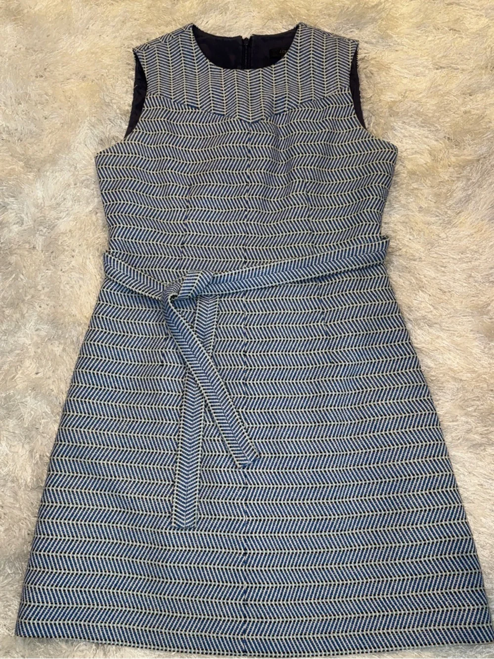 J. Crew Navy Chevron Sleeveless Shift Dress